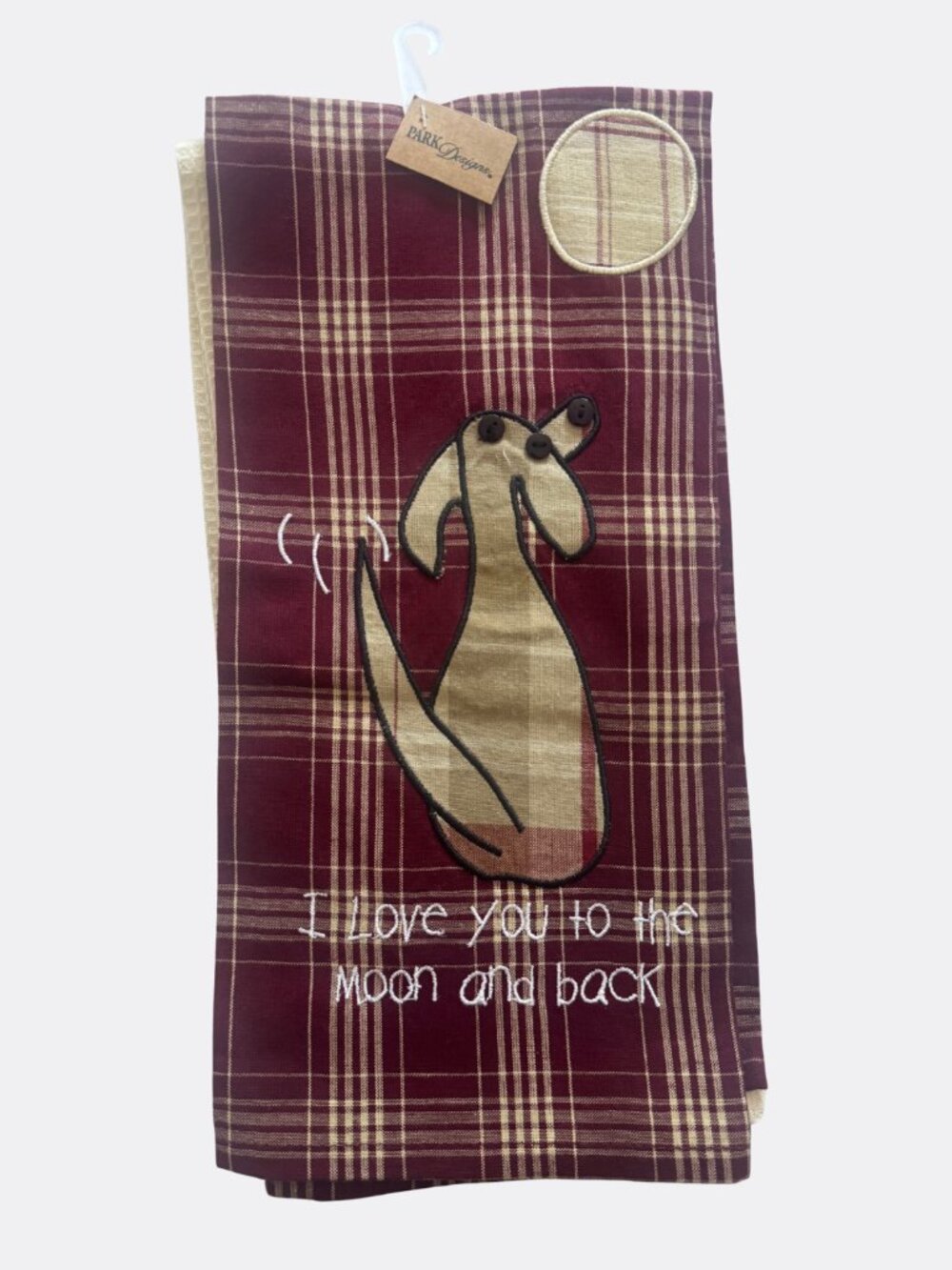 Park Designs Dog Moon & Back Plaid Kitchen Towel Set of 2 NEW - Picture 1 of 2